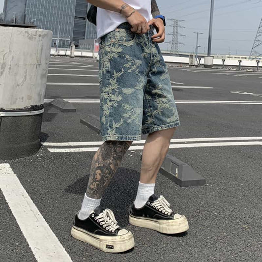 Legosport Blue patterned denim shorts
