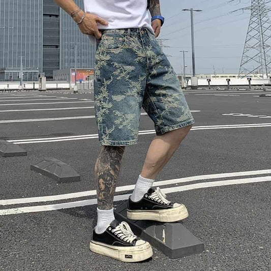 Legosport Blue patterned denim shorts